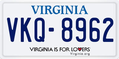 VA license plate VKQ8962