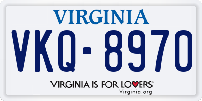 VA license plate VKQ8970