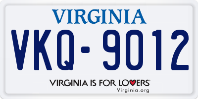 VA license plate VKQ9012
