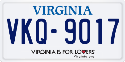 VA license plate VKQ9017