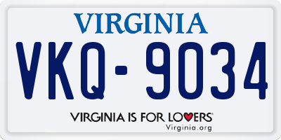 VA license plate VKQ9034