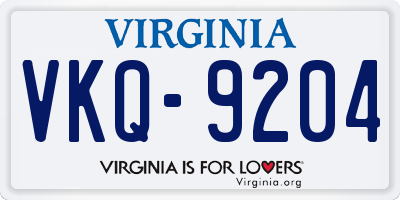 VA license plate VKQ9204