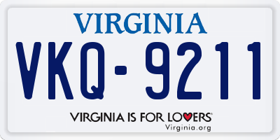 VA license plate VKQ9211