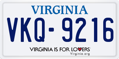 VA license plate VKQ9216