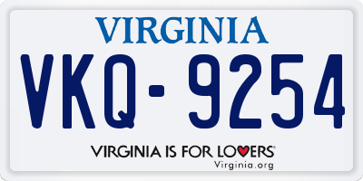 VA license plate VKQ9254