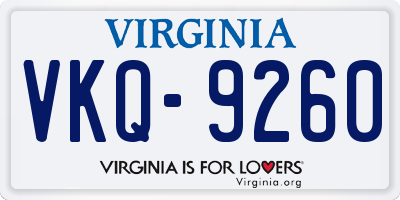 VA license plate VKQ9260