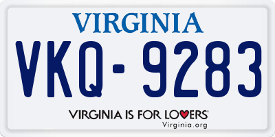 VA license plate VKQ9283