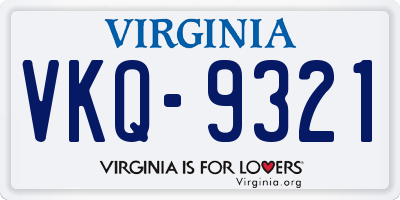 VA license plate VKQ9321