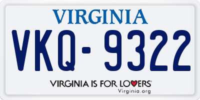 VA license plate VKQ9322