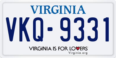 VA license plate VKQ9331