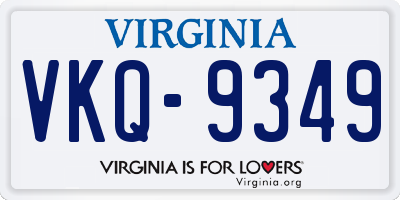 VA license plate VKQ9349