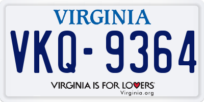 VA license plate VKQ9364