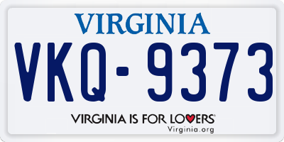VA license plate VKQ9373