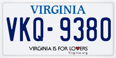 VA license plate VKQ9380