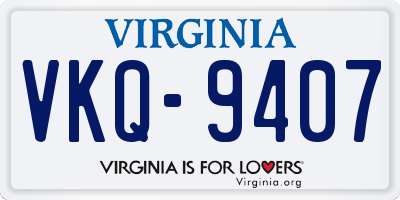 VA license plate VKQ9407