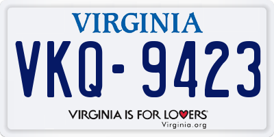 VA license plate VKQ9423