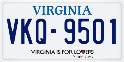 VA license plate VKQ9501