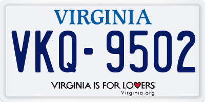 VA license plate VKQ9502