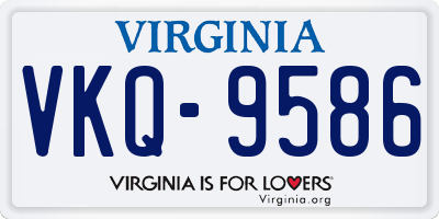 VA license plate VKQ9586