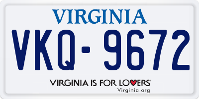 VA license plate VKQ9672