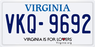VA license plate VKQ9692