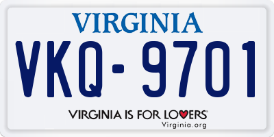 VA license plate VKQ9701