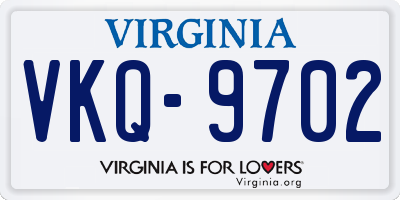 VA license plate VKQ9702