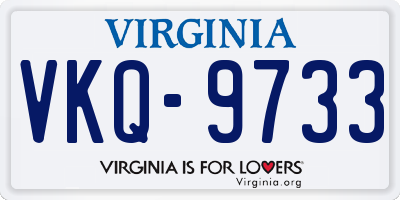 VA license plate VKQ9733