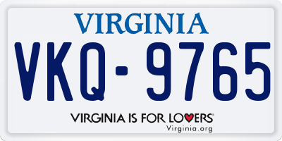 VA license plate VKQ9765