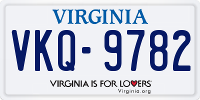 VA license plate VKQ9782