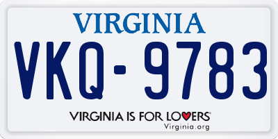 VA license plate VKQ9783
