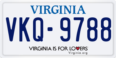 VA license plate VKQ9788