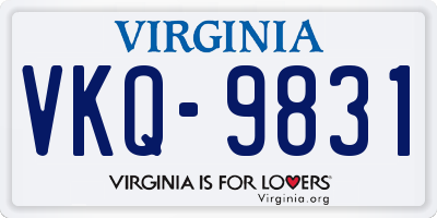 VA license plate VKQ9831
