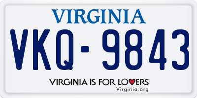 VA license plate VKQ9843