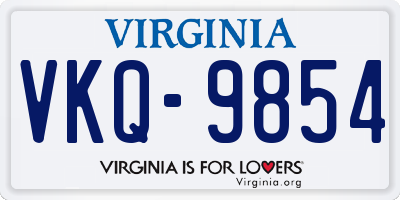 VA license plate VKQ9854