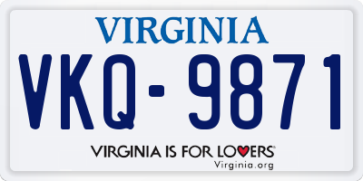 VA license plate VKQ9871