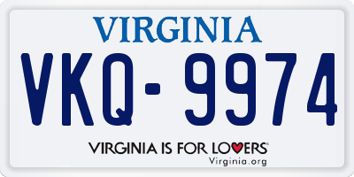 VA license plate VKQ9974