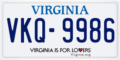VA license plate VKQ9986