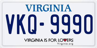 VA license plate VKQ9990