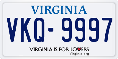 VA license plate VKQ9997