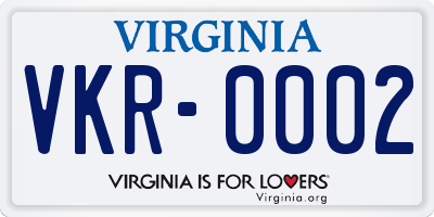 VA license plate VKR0002