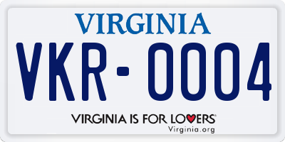 VA license plate VKR0004