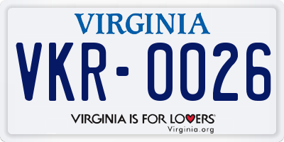 VA license plate VKR0026
