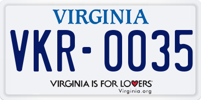 VA license plate VKR0035