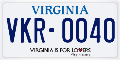 VA license plate VKR0040