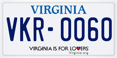 VA license plate VKR0060