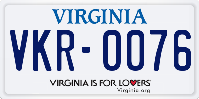 VA license plate VKR0076