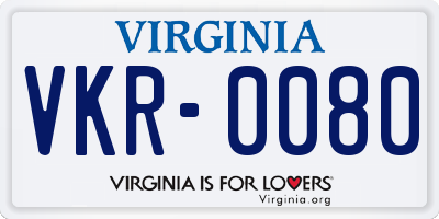 VA license plate VKR0080