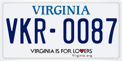 VA license plate VKR0087