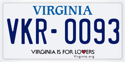 VA license plate VKR0093